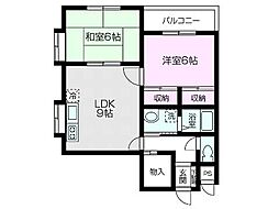 ビラカルム 3階2LDKの間取り