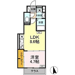 グラナーデ成城学園前B 1LDKの間取図画像