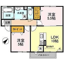 ベルデュール 2LDKの間取図画像