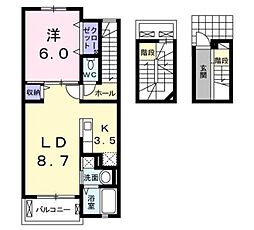 BLESS西戸田A 1LDKの間取図画像
