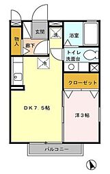プレイス・パル 1DKの間取図画像