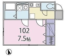 カーサクレド 1Kの間取図画像