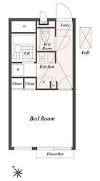 グランシエル 2階1Kの間取り