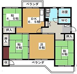 船橋グリーンハイツ1-4-3 4DKの間取図画像