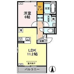 アネシス駅南 1LDKの間取図画像