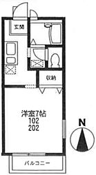 エクレール川崎 1Kの間取図画像