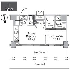 レジディア西小山 4階1DKの間取り