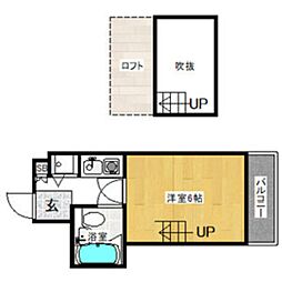 シャルマンフジ香ヶ丘 1Kの間取図画像