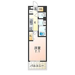 Luxe我孫子2 1Kの間取図画像