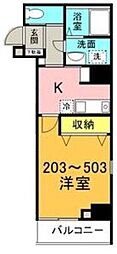 EARTH浅間町 1DKの間取図画像