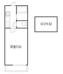 アゼル白糸台 2階1Kの間取り