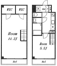 アイランド中野 2階1LDKの間取り