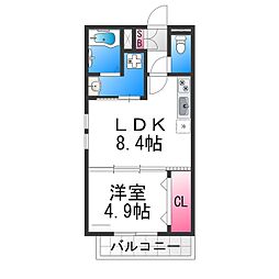 HAL中百舌鳥 1LDKの間取図画像