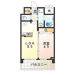 ラテール南塚口 1LDKの間取図画像