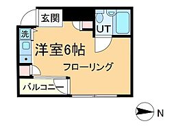 グローバリービューテラスIV 6階ワンルームの間取り