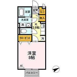 マ・メゾンASUKA3 1Kの間取図画像