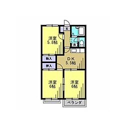 グランハイムA 3DKの間取図画像