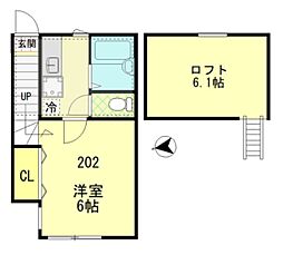 プライムハウス羽田 1Kの間取図画像