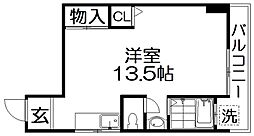 寝屋川コーポラス ワンルームの間取図画像