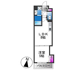 セレニティ小若江A棟 1LDKの間取図画像