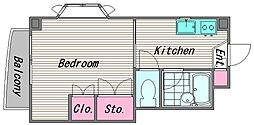 グランドカーサ2 1Kの間取図画像