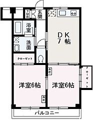 パルテール和光 2DKの間取図画像