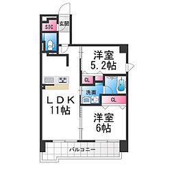 プレステージ7番館 2LDKの間取図画像