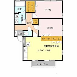 リビングタウン南花田B 2LDKの間取図画像