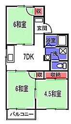 カーサ・ルミネールA 3DKの間取図画像