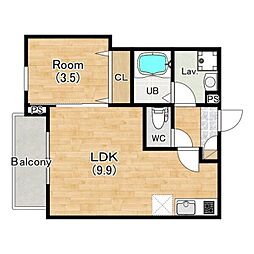 (仮)ジーメゾン立花ルーチェ 1LDKの間取図画像