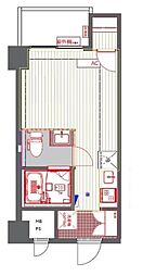 アスペンヒルズ 2階ワンルームの間取り