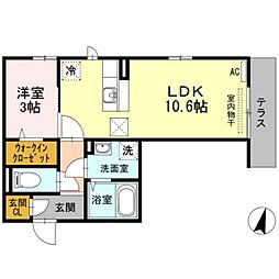 エンゼルパーク 1LDKの間取図画像