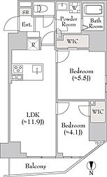 ルミークアン入谷 2LDKの間取図画像