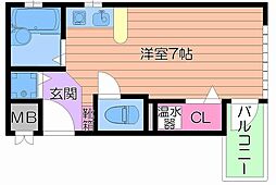 Osaka Metro長堀鶴見緑地線 蒲生四丁目駅 徒歩5分の賃貸マンション 3階ワンルームの間取り