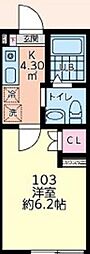HM Base鶴ヶ峰 1Kの間取図画像