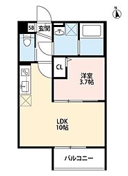 フィノ塚口 1LDKの間取図画像