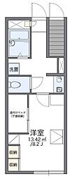 レオパレスモトウイング 1Kの間取図画像