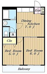 コーシンパート3 2DKの間取図画像