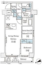 アジールコート山手動坂 2LDKの間取図画像