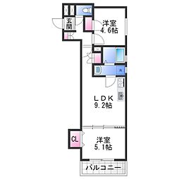 クリエオーレ南新町 2LDKの間取図画像