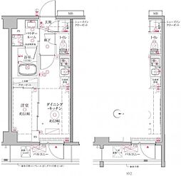 川崎市高津区二子1丁目マンション 1DKの間取図画像