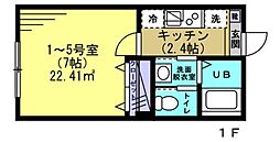 セレーナ八千代 1Kの間取図画像