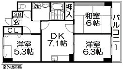 レスポワール星田 3DKの間取図画像