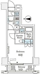 ムニレジデンス上野 11階1Kの間取り