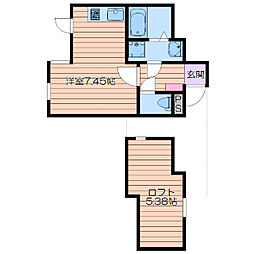 阪急千里線 千里山駅 徒歩4分の賃貸アパート 2階ワンルームの間取り