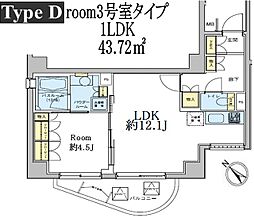 ドゥーエ五反田 1LDKの間取図画像