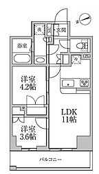 レジディア新御徒町2 2LDKの間取図画像