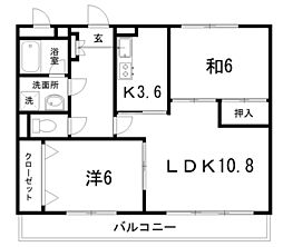 トレジャーハウス六泉寺 2LDKの間取図画像