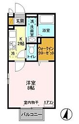 ベルハイム 1Kの間取図画像