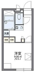 レオパレスAvenir 2階1Kの間取り